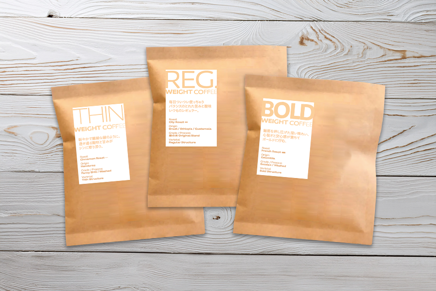 文字の太さ（Weight）を豆の味の重さ（Weight）になぞらえた「WEIGHT COFFEE」